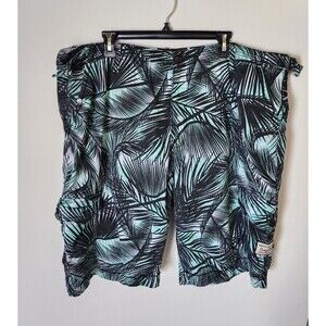 Akoo Brand Men’s Cargo Shorts Size 42 Palm Leaf Tropical Print Multicolor